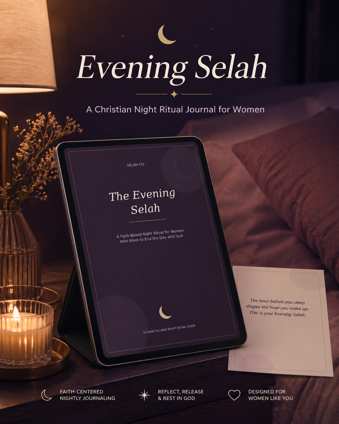 The Evening Selah | Fillable Christian Night Ritual Journal for Women