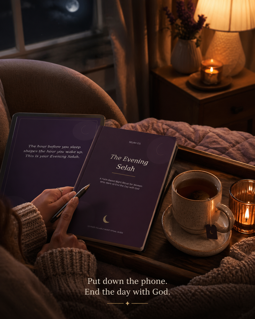 The Evening Selah | Fillable Christian Night Ritual Journal for Women